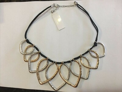 true to form necklace black silver gold new