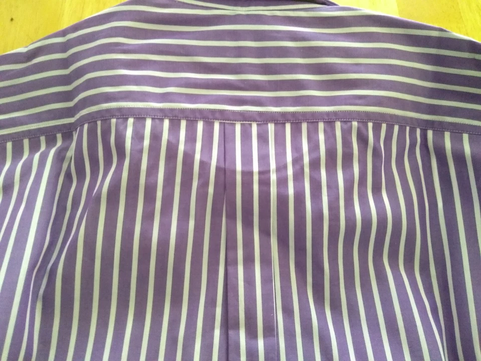 Caquis Bill's púrpura y blanco a rayas abotonadas 17,5-35 XL nuevo sin etiquetas Foto 4 de 4