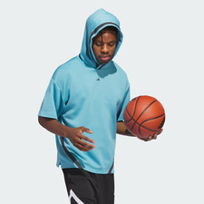 ADIDAS BASKETBALL SELECT BLUE S/S HOODIE SZ: M NWT IC2422