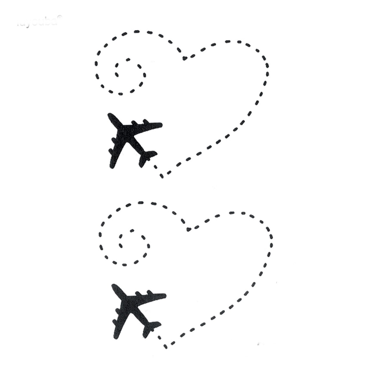 Temporäre Tattoos Flugzeuge - 1 Blatt Mit Fake Tattoos In Blau & Schwarz Für Männer & Frauen