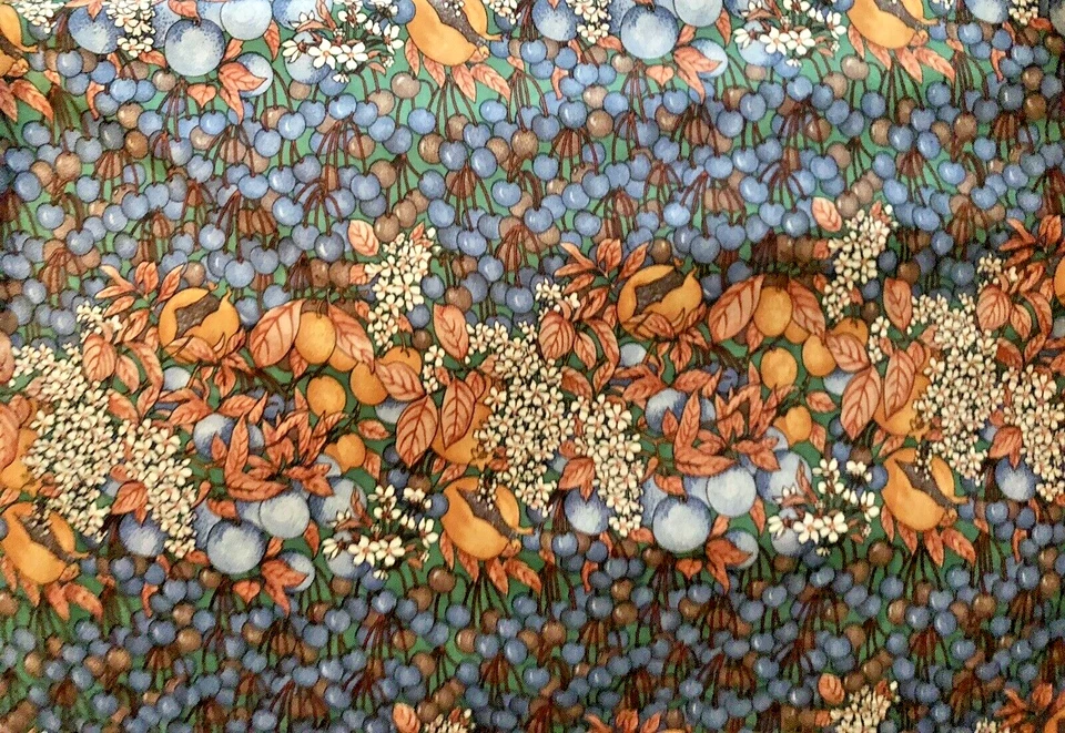 VTG Blueberries/Cherry Floral Polyester Knit Fabric w/25% Stretch 60" X 33" - Image 2 of 4