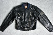 Vtg 90s Harley Davidson Black Leather Motorcycle Biker Jacket Coat Womens S