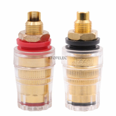2 pairs EIZZ 24K Gold Plated Speaker AMP Binding Post Banana Jack HiFi Socket