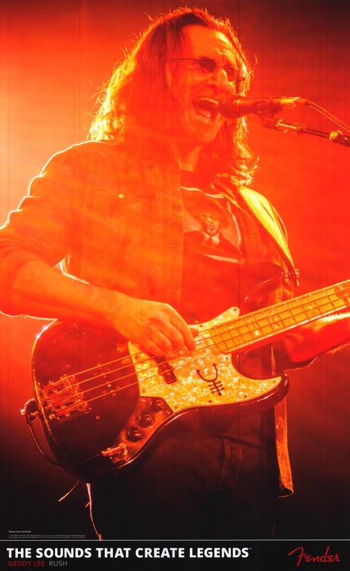Geddy Lee of Rush FENDER JAZZ BASS AD Poster: "THE SOUNDS THAT CREATE LEGENDS"