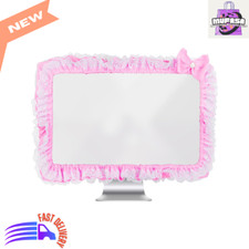 Lovely Pink Monitor Dust Cover 23-27 Inch with Bowknot Elastic Pocket