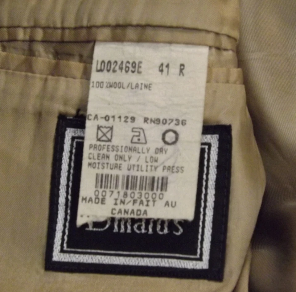 RALPH Ralph Lauren Suit 41R Tan Striped Wool 34x28.5 Pleat Pants 2 Piece 2 Btn - Image 4 of 4