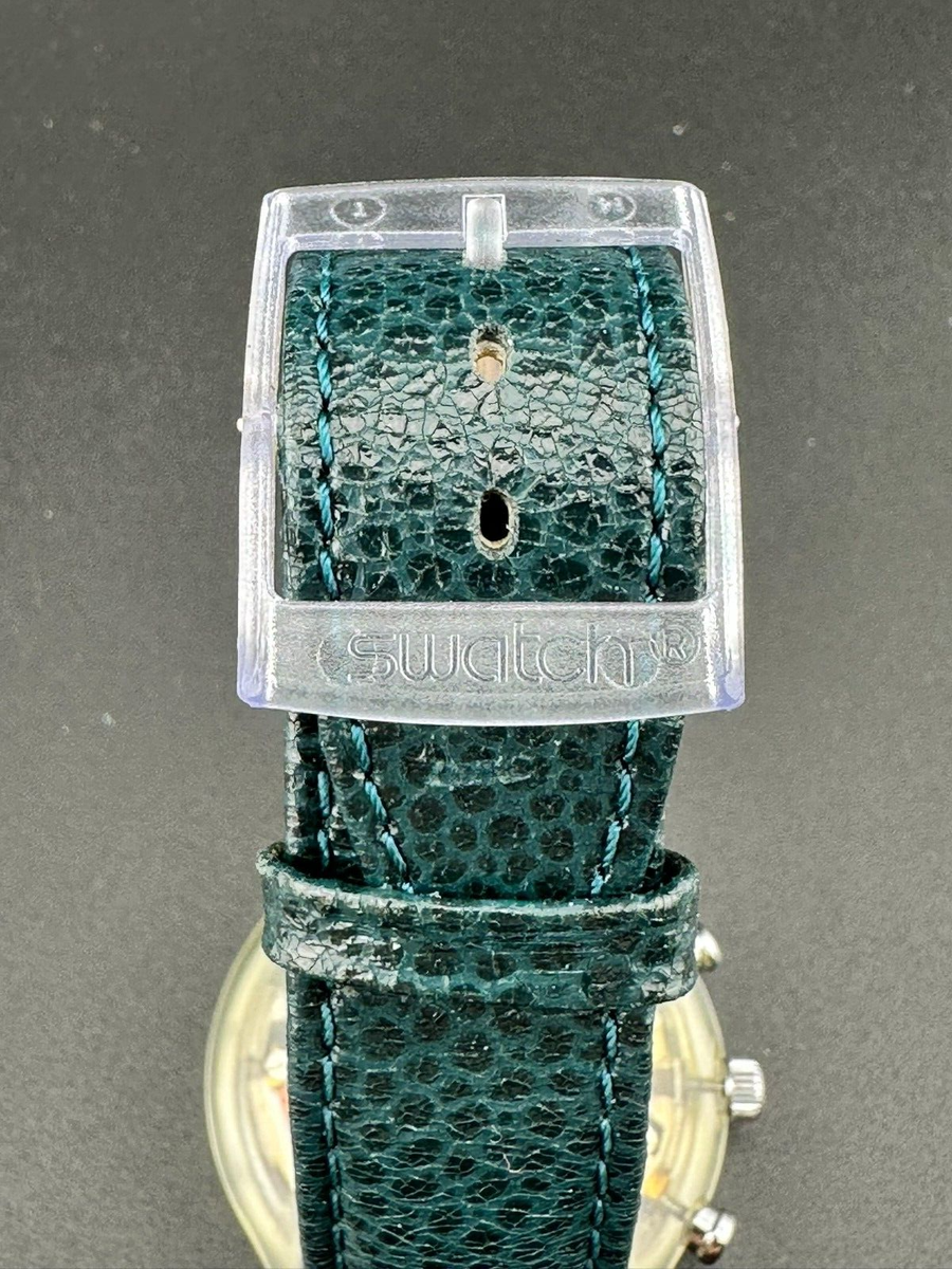 動作未確認 swatch スウォッチ クロノグラフ AG 1992 グリーン×ブルー 宇宙・天体 腕時計 ☆ PayPay(ペイペイ)決済可能 ☆ 札幌市 豊平区 平岸 1992 Swatch Chrono Watch GREENTIC SCV100 w/ Case & Papers Quartz