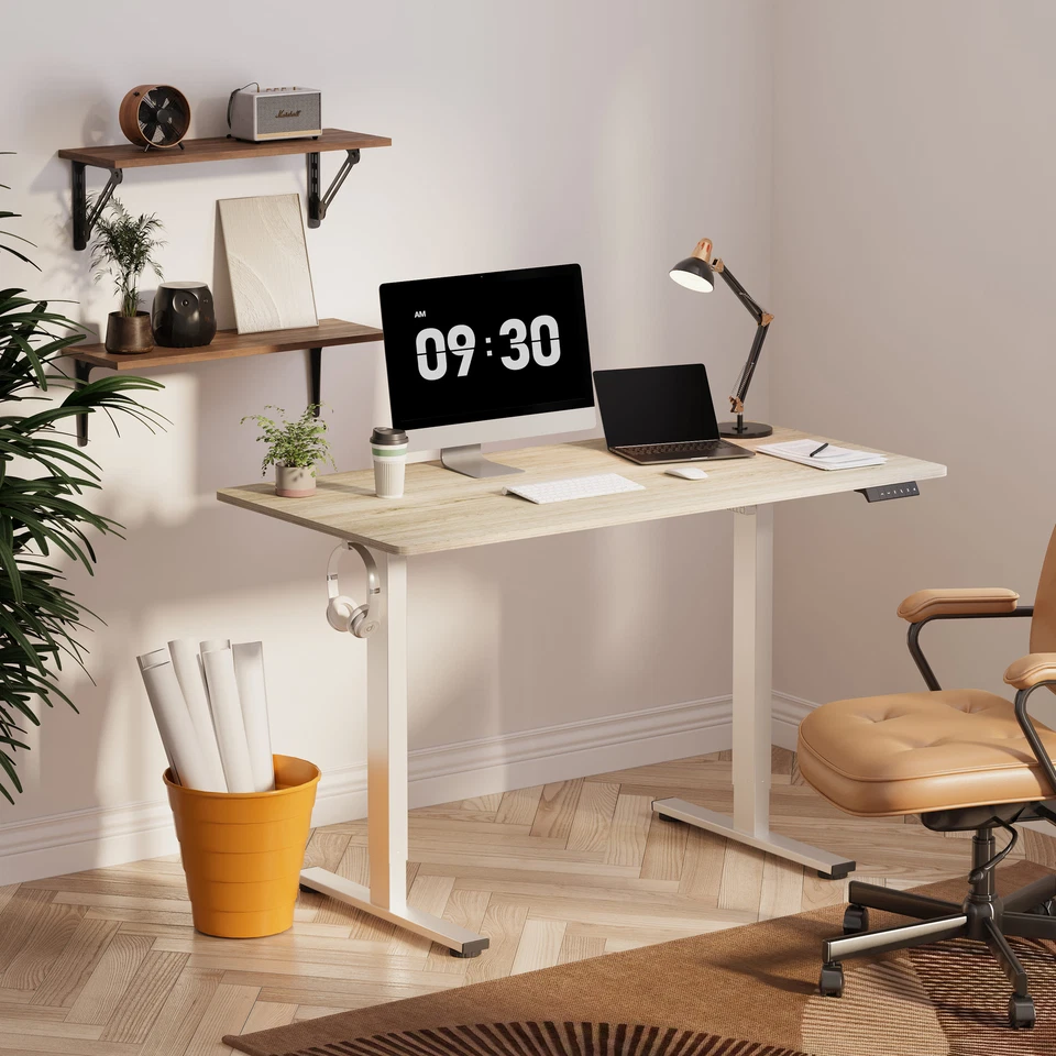 Flexispot Hogar Oficina Altura Ajustable Escritorio de Pie Computadora Escritorio con Ganchos Foto 2 de 4