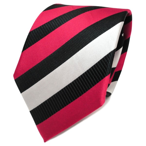 Tigertie Designer Seidenkrawatte Rot Silber Schwarz Gestreift - Krawatte Seide-image