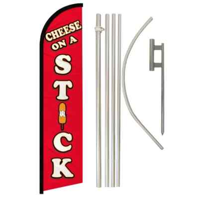 Cheese on a Stick Windless Full Curve Advertising Food Banner Flag & Pole Kit