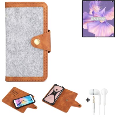 Filzhülle + Kopfhörer für Huawei Mate Xs 2 Schutzhülle hellgrau