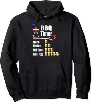 Funny Bbq Timer Barbecue Grill Grilling Gift Unisex Hooded Sweatshirt