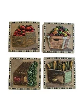 4pc Stunning and Colorful Mary Beth Zeitz 3D Wall Plaques 5.5× 5.5