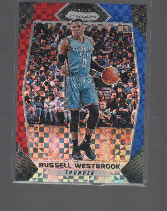 RUSSELL WESTBROOK 2017-18 PANINI PRIZM RED WHITE BLUE PRIZMS CARD #261
