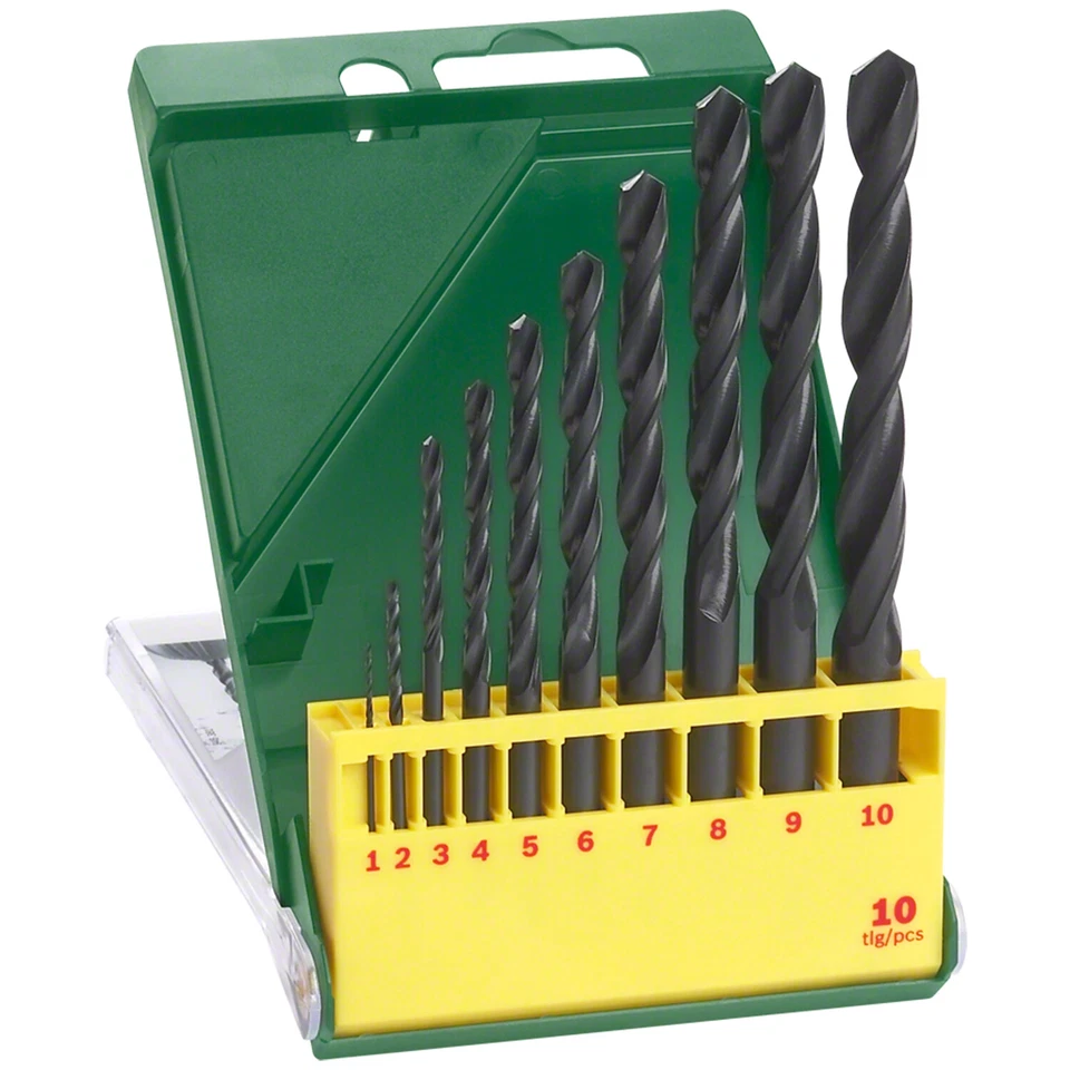 Bosch 10 Piece HSS-R Metal Drill Bit Set for Metal, Titanium, 1-10 mm