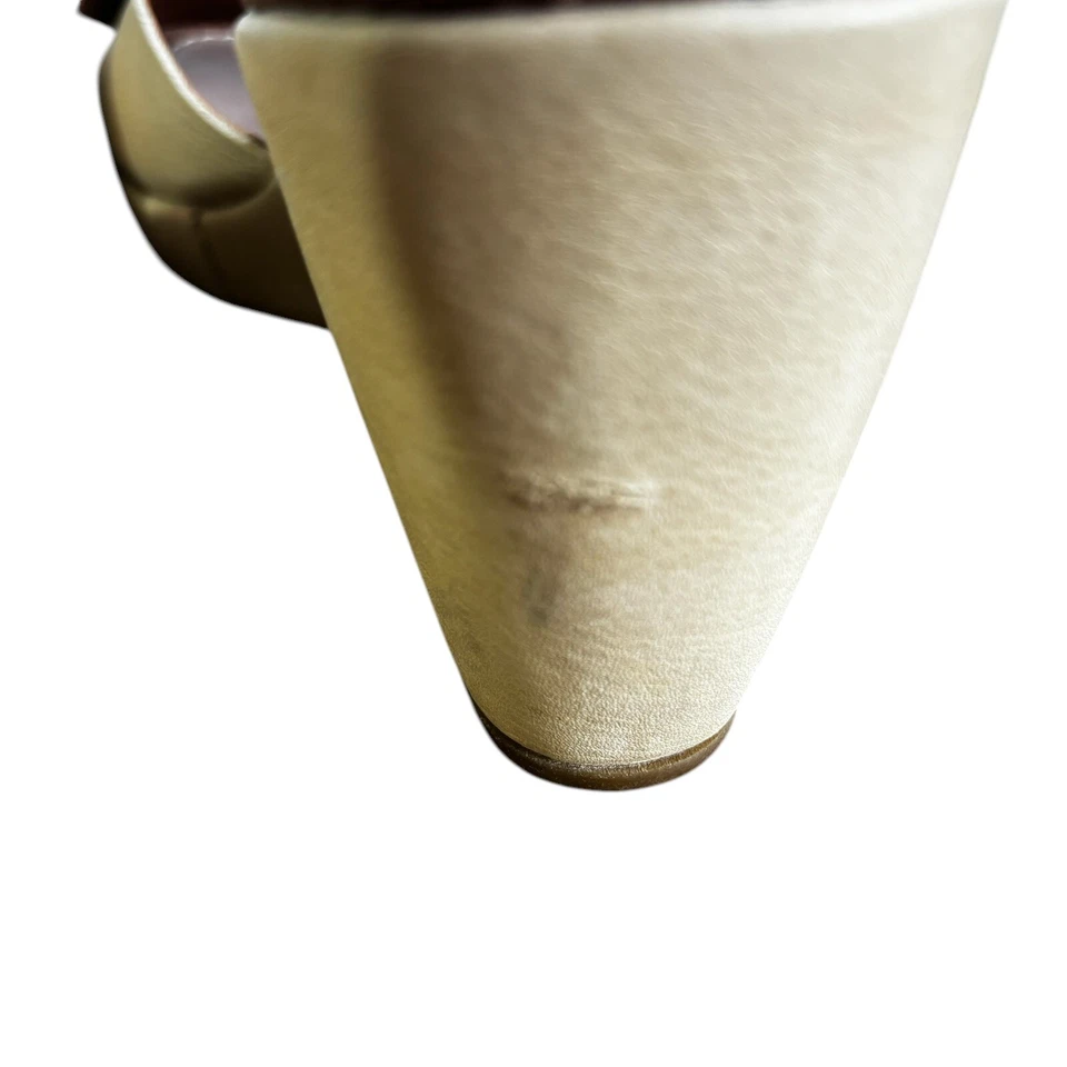 Sandalias Donald J Pliner 8 M Velma Cuero Tostado 3" Cuña Deslizable Hechas en Italia Nudo Foto 4 de 4