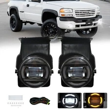 LED Fog Lights Lamps Bumper For 2003-2006 GMC Sierra 1500 2500 HD 3500 with DRL
