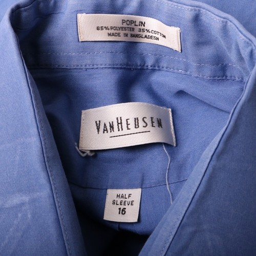 Van Heusen Poplin Blue Short Sleeve Dress Shirt Men 16 - Picture 8 of 8