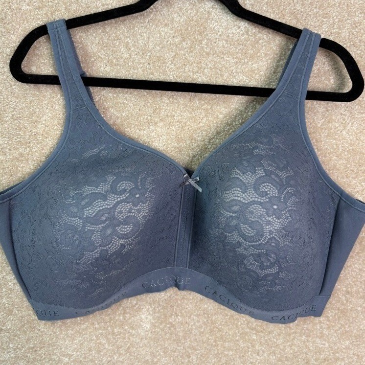 CACIQUE No-Wire Bra Women's 46DDD Lace Lightly Lined Wireless Plus Size