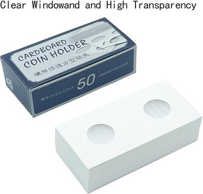 600 Pcs Coin Flips 6 Assorted Sizes 2'' X 2'' Cardboard Coin Holders Mylar Coin