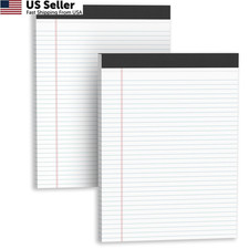 Legal Pads 8.5 X11, Narrow Ruled Notepads, 2 Pack, 50 8.5X11 Inch, White