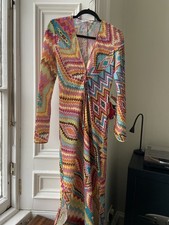 Zara multicolore leggero tessuto stropicciato boho midi caftano taglia XS USATO IN OTTIME CONDIZIONI 