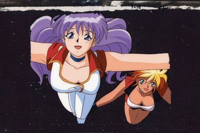 Dirty Pair Flash Anime Cel BG Lovely Angels Kei & Yuri Animation Art OP RARE!