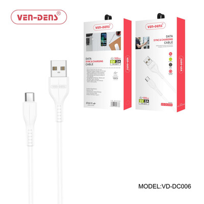 USB auf Typ-C Kabel 1m weiß TPE 2A Schnellladung 48Mbps hitzebeständig rutschfest