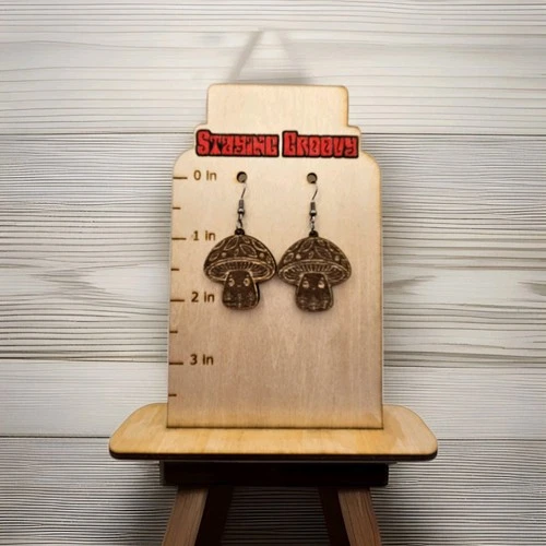 Laser Engraved Mushroom Earrings