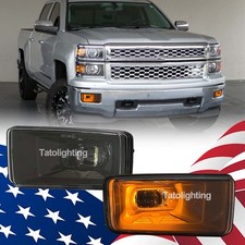 Pair Led Bumper Fog Light Amber Drl For Chevy Silverado 1500 2500 3500 2007-2014