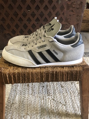 Herren Adidas Super Samba grau Wildleder mit schwarzen Streifen Größe 12