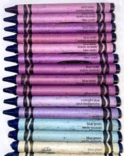 22x Crayola Crayons Blue Violet Sky Cadet Blue Green Periwinkle Discontinued