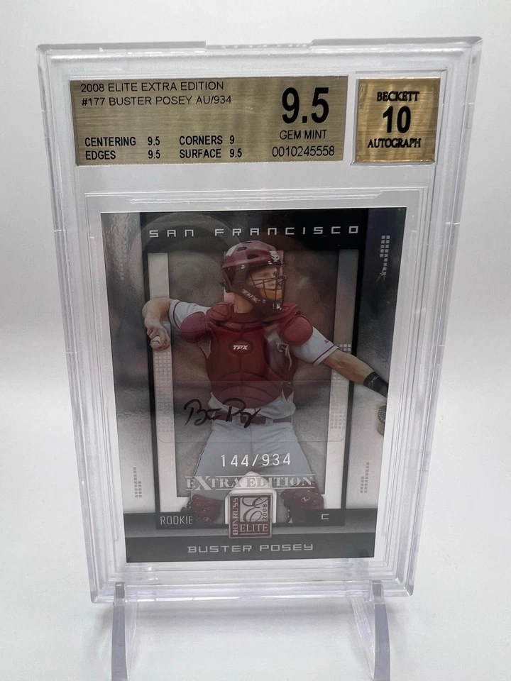 2008 Donruss Elite Extra Buster Posey Rookie Autograph RC /934 BGS 9.5 Auto 10 - Image 2 of 4
