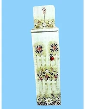 Recycled Wood Flip-Top Plastic Bag Holder Hanging Dispenser Floral White 19-in