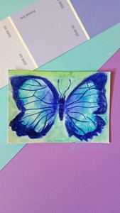 Blue Butterfly #4 Original ACEO Mini Art OOAK JessaCreationShop