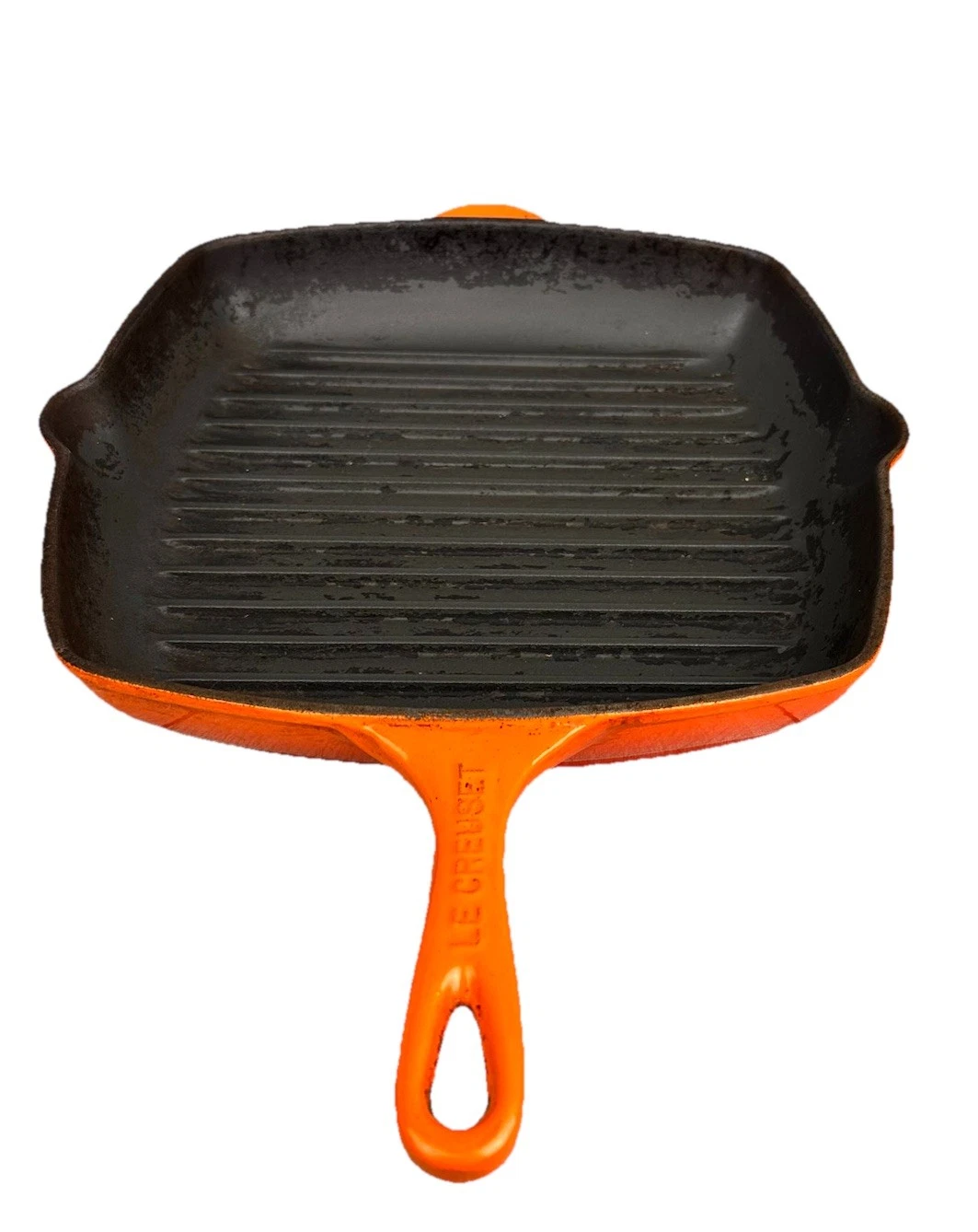 Le Creuset Volcanic Orange Cast Iron Square Grillit® Griddle Frying Pan 26cm