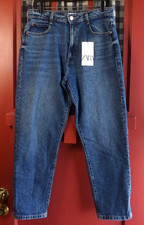 Zara Women's Classic Blue Med Wash Straight Leg High Rise Denim Jeans Size 10