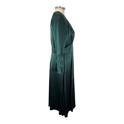 green silk midi dress with sleeves Current Air Women's Surplice Bodice Midi Dress FOREST GREEN / M main image 1