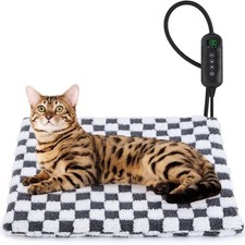 MIXJOY Heated Cat Bed, 11 Adjustable Temperature Cat Heating Pad Indoor with ...