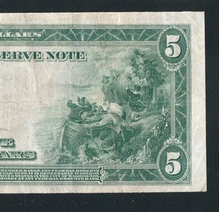 BEAUTIFUL TYPE ONE PHILADELPHIA 1914 $5 FRN NO PINHOLES OR TEARS