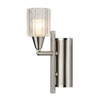 Wandleuchte Messing Gold Kleine Wandfackel Wandlampe Geriffeltes Glas Dimmbar