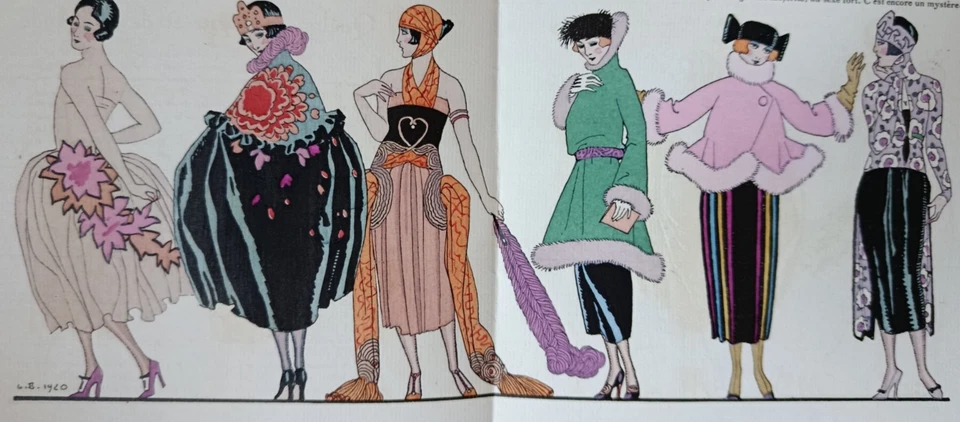 George BARBIER 1920 Gravure Pochoir "Quelques Mystères de la Mode" La Guirlande - Photo 3/4