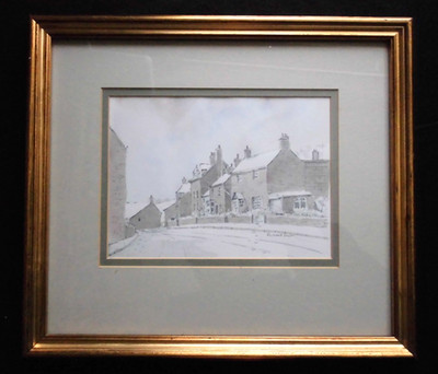 Original Richard W Taylor Winter Village Gemälde (Yorkshire?) Sheffield Künstler