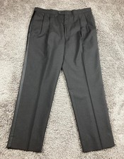 Jos A Bank Tuxedo Pants Men's Black Pleated Satin Stripe Formal Sz 36x31