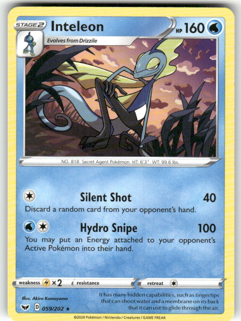 Inteleon (059) Rare SWSH01: Sword & Shield Base Set 059/202 NM