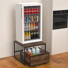 Mini Fridge Stand with Storage, Heavy Duty Refrigerator Stand with Mobile Dra...