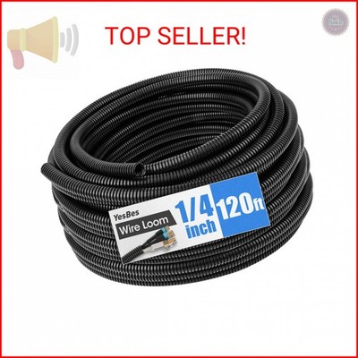 120 FT Wire Loom 1/4 Inch, Split Wire Loom Tubing Conduit, Wire Protector Tubing