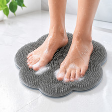 Soft Silicone Shower Foot Scrubber Mat Exfoliating Massage Brush Bathroom Tool