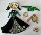 Vintage 90s Barbie Gold Green Velvet & Paisley Gown Clothing Jacket  Skirt Misc