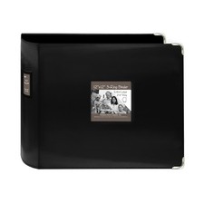 Pioneer T12JF-BK 12-Inch by 12-Inch Sewn Leatherette 3-Ring Binder, Black